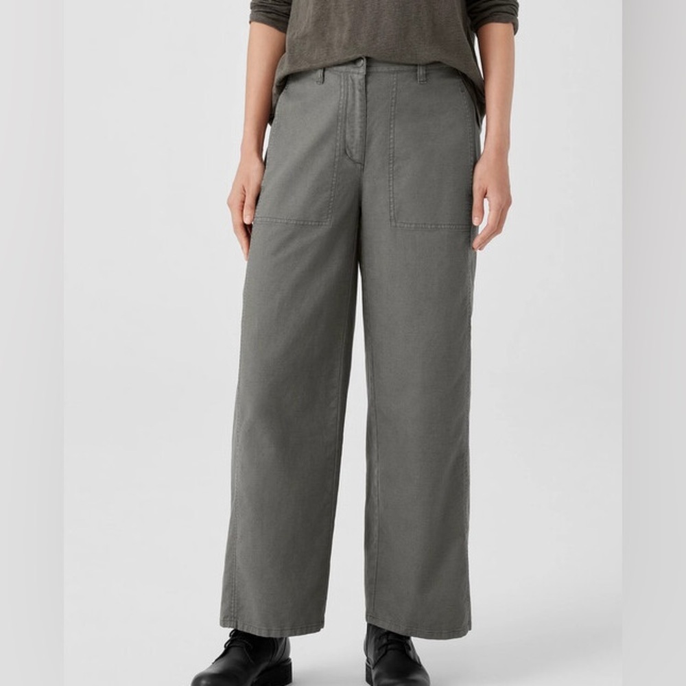 Eileen Fisher Grove Crop Hemp Wide Leg Pants (Med)